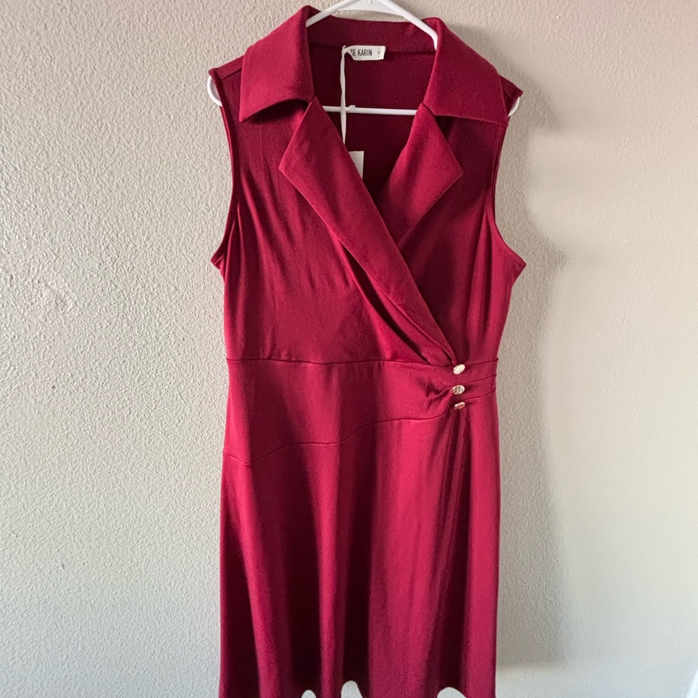 Grace Karin Burgundy Sleeveless Midi Dress